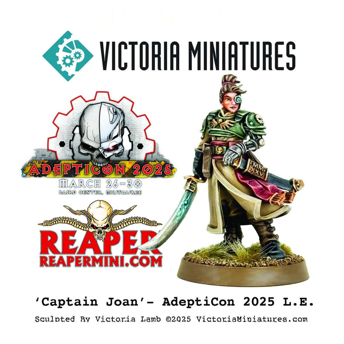 victoria minis adepticon 2025 exclusive joan painted model with logos