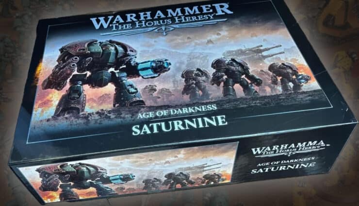 Horus Heresy saturnine starter set third edition box set image with painted models in background