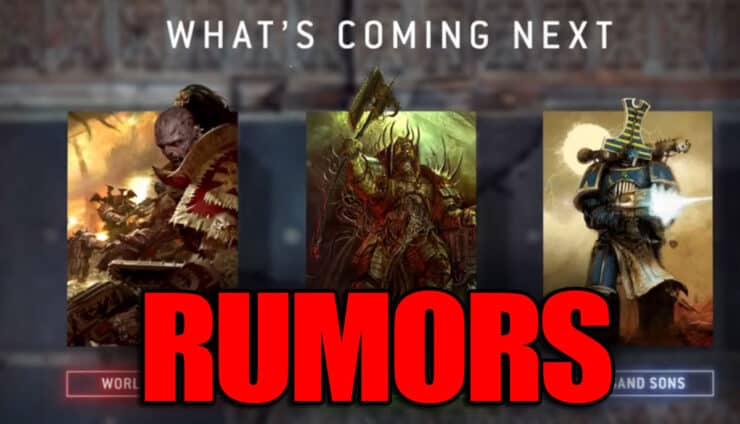 rumors chaos roadmap space marine leions world eaters thousand sons and death guard art on terrain background