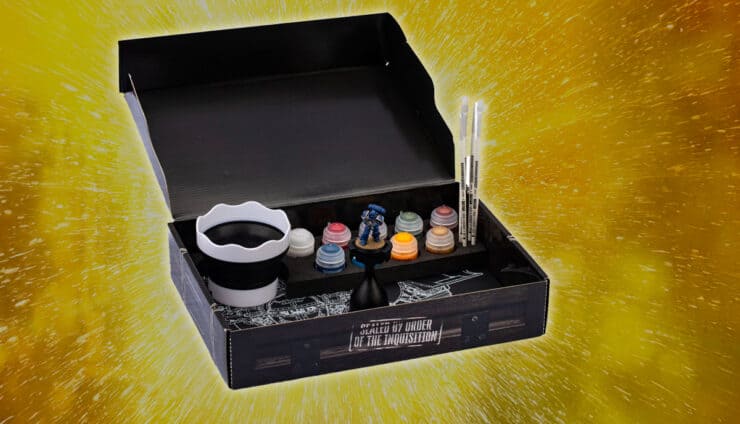 warhammer open swag box is paint station