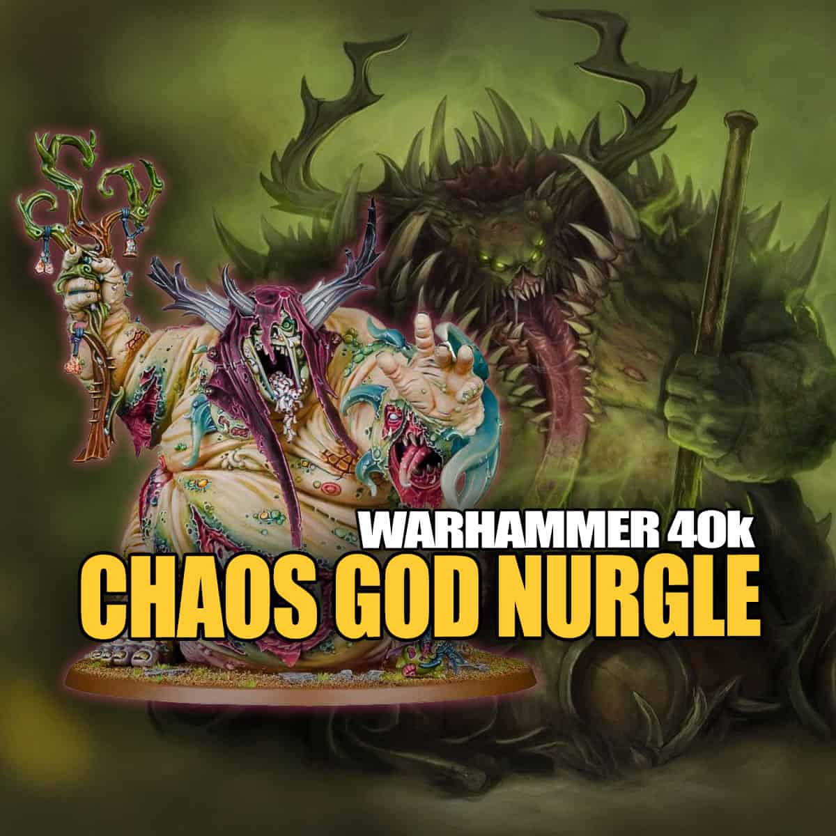 chaos god nurgle rottigus model with grandfather stirring caldron art warhammer 40k