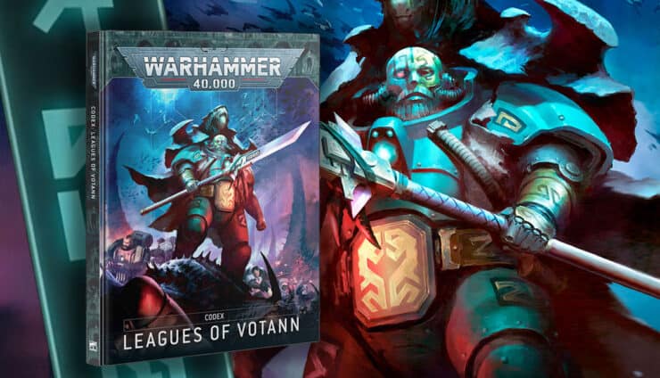 how to play leagues of votann codex product shot with art behind warhammer 40k