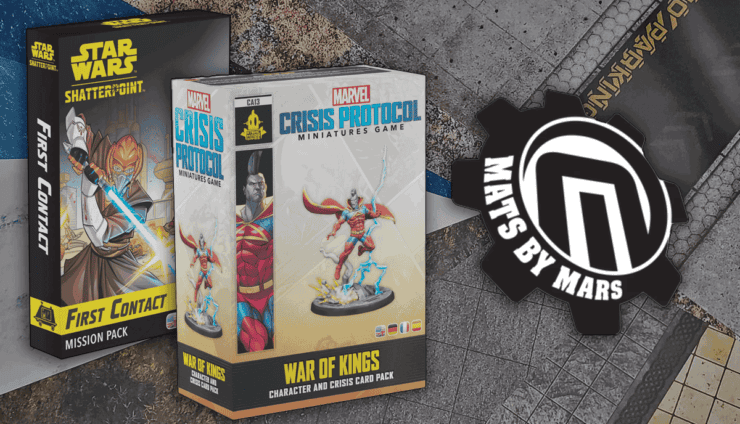 first-contact-shatterpoint-war-of-kinds-marvel-crisis-protocol-product-images-with-collage-of-mat-designs-from-mats-by-mars-and-their-logo