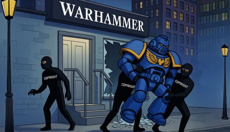 games workshop store space marine theft by robbers scene new warhammer logo