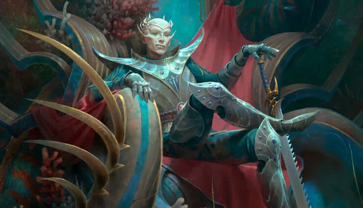 idoneth deepkin codex art of charcter on undersea throne warhammer age of sigmar