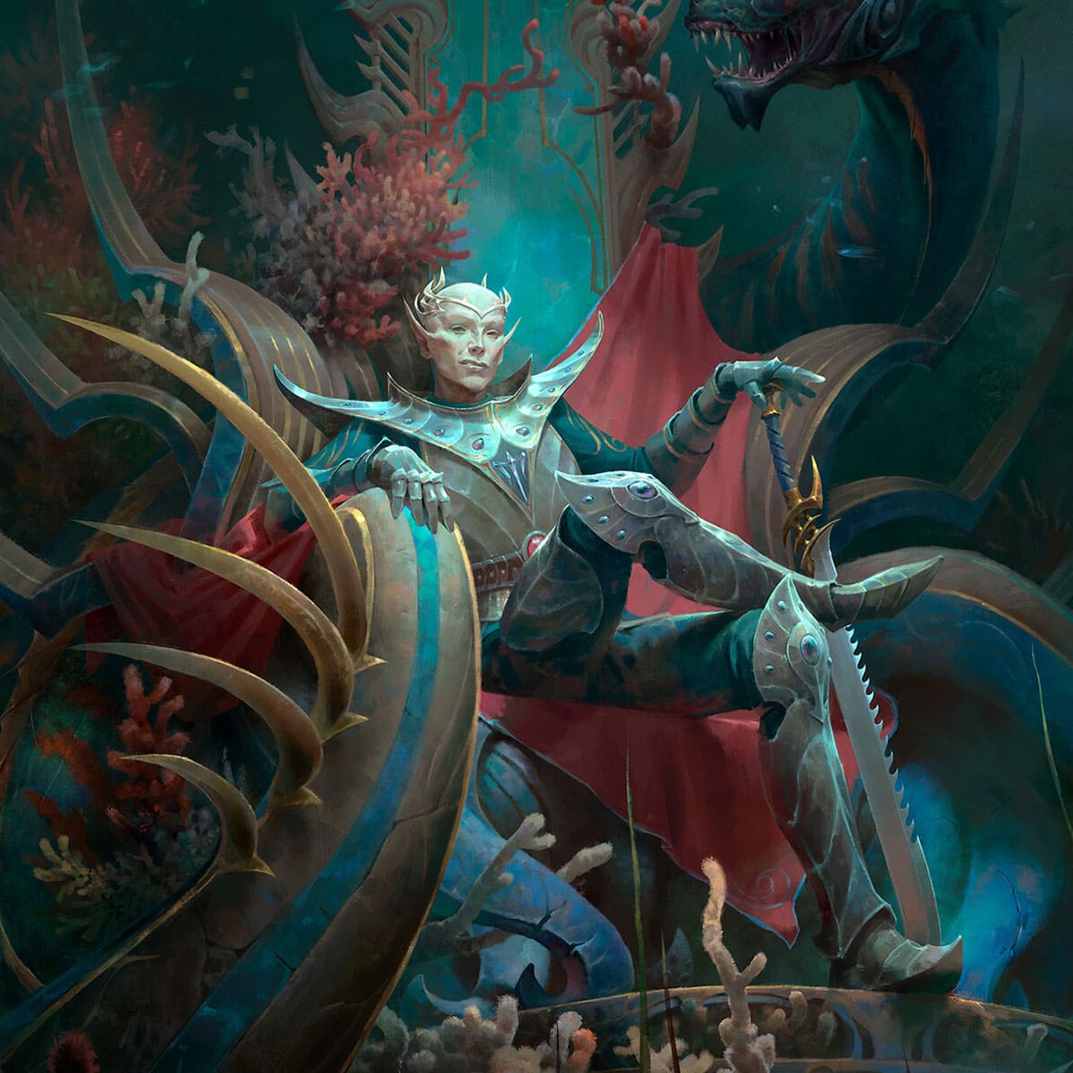 idoneth deepkin codex art of charcter on undersea throne warhammer age of sigmar