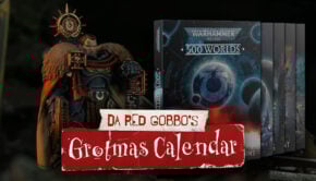red gobbo grotmas calendar 2025 with titus background