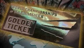 warhammer golden ticket from games workshop with global background