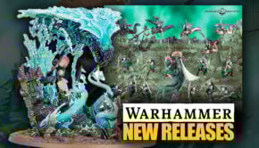 AOS Age of Sigmar new releases deepkin image of tidecaster and spearhead product shot with faded deepking background warhammer age of sigmar