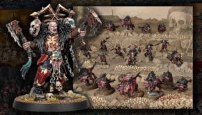 blades of khone spearhead product shot with painted models and a large crazed painted Claws of Karanak leader age of sigmar