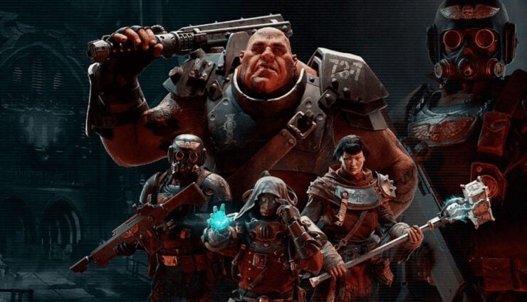 darktide-card-game-art-of team guardsman ogryn psyker and initiate warhammer-40k