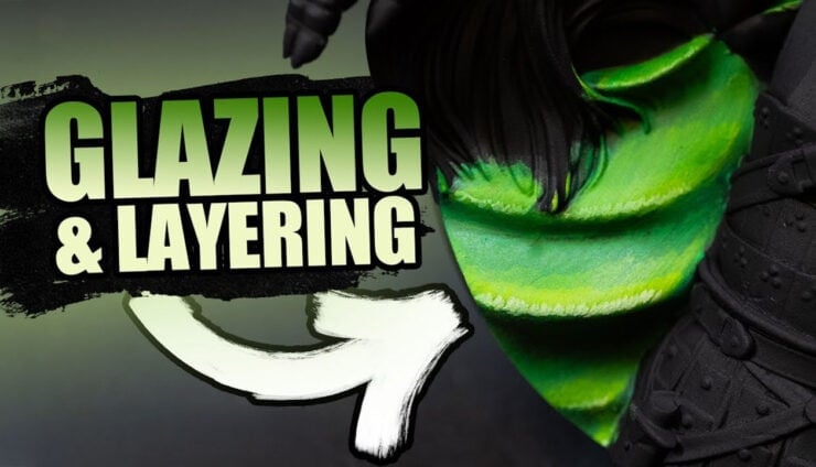 glazing and layering miniatures tutorial shows a green bulbus shape faded with glaze