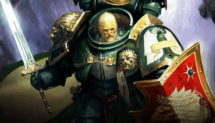Lion El'Jonson art sword and emperor's shield going though claiban forest 40k primarch dark angels lore
