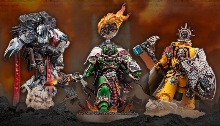 New Space Marines characters paint model prdocut shots for warhammer 40k vulkan hestan, Darnath Lysander Aethon Shaan