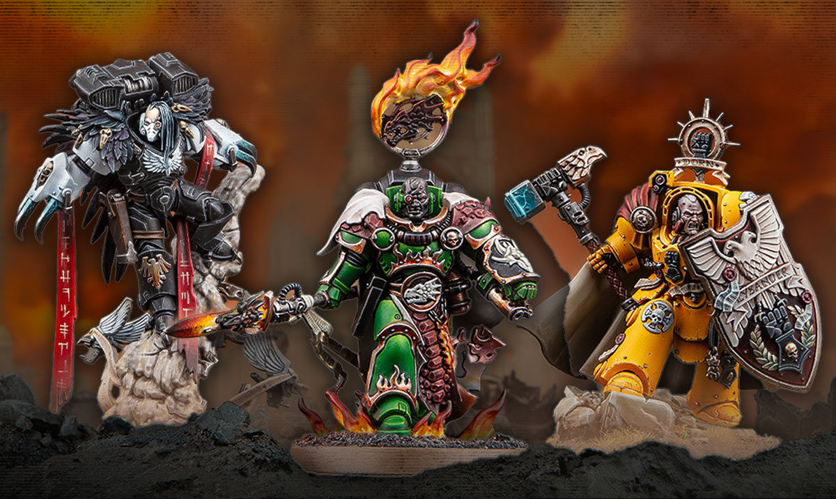 New Space Marines characters paint model prdocut shots for warhammer 40k vulkan hestan, Darnath Lysander Aethon Shaan