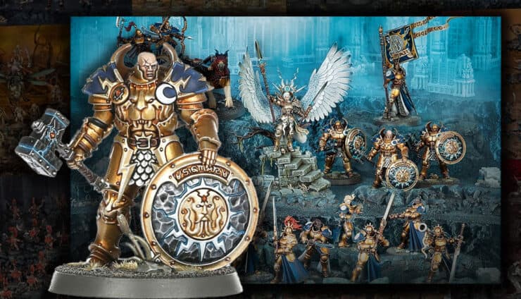 age of sigmar spearhead stormcast paint minis on terrain background product shots