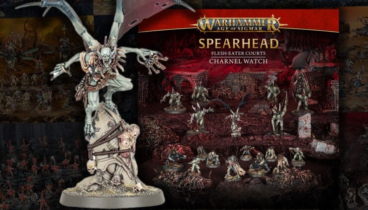 flesh eater courts spearhead product shot with painted models age of sigmar box spearhead