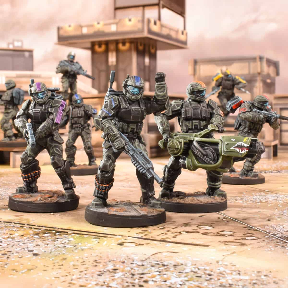 halo odst into hell paint miniatures on desert terrain 1