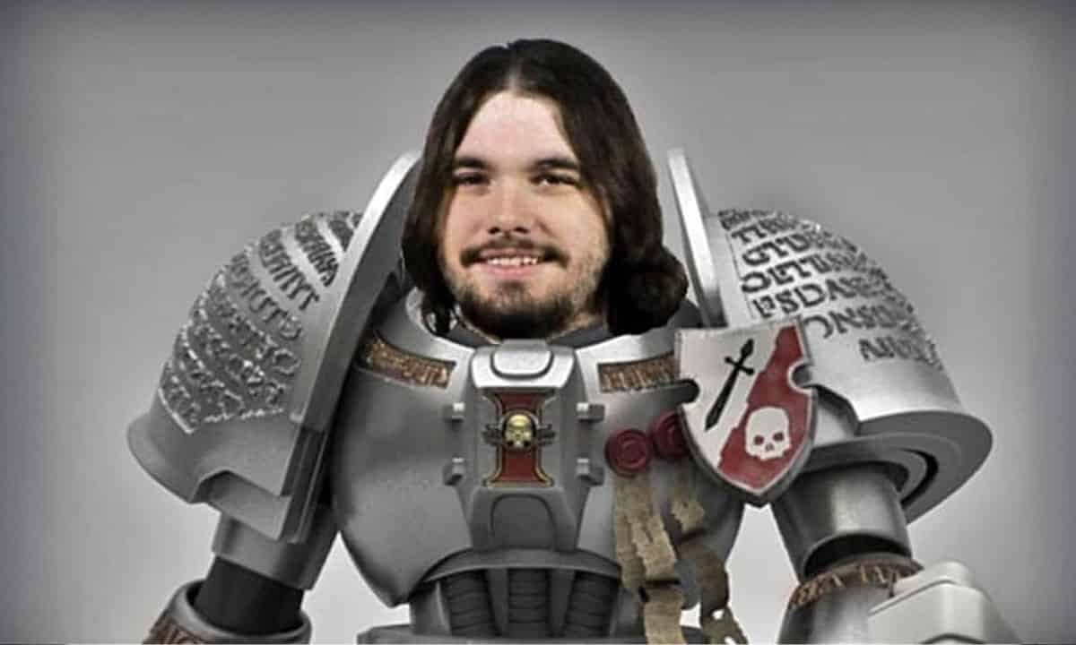 matt ward in suit of grey knight armor warhammer 40k 1
