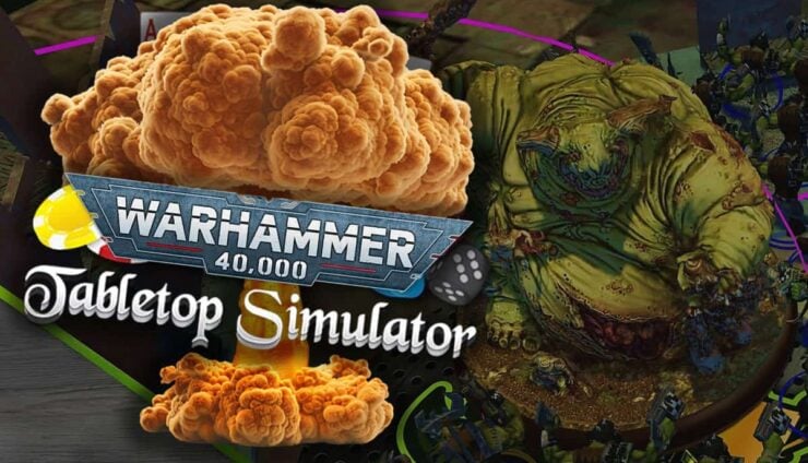 warhammer 40k Tabletop simulator logo with digital game being played
