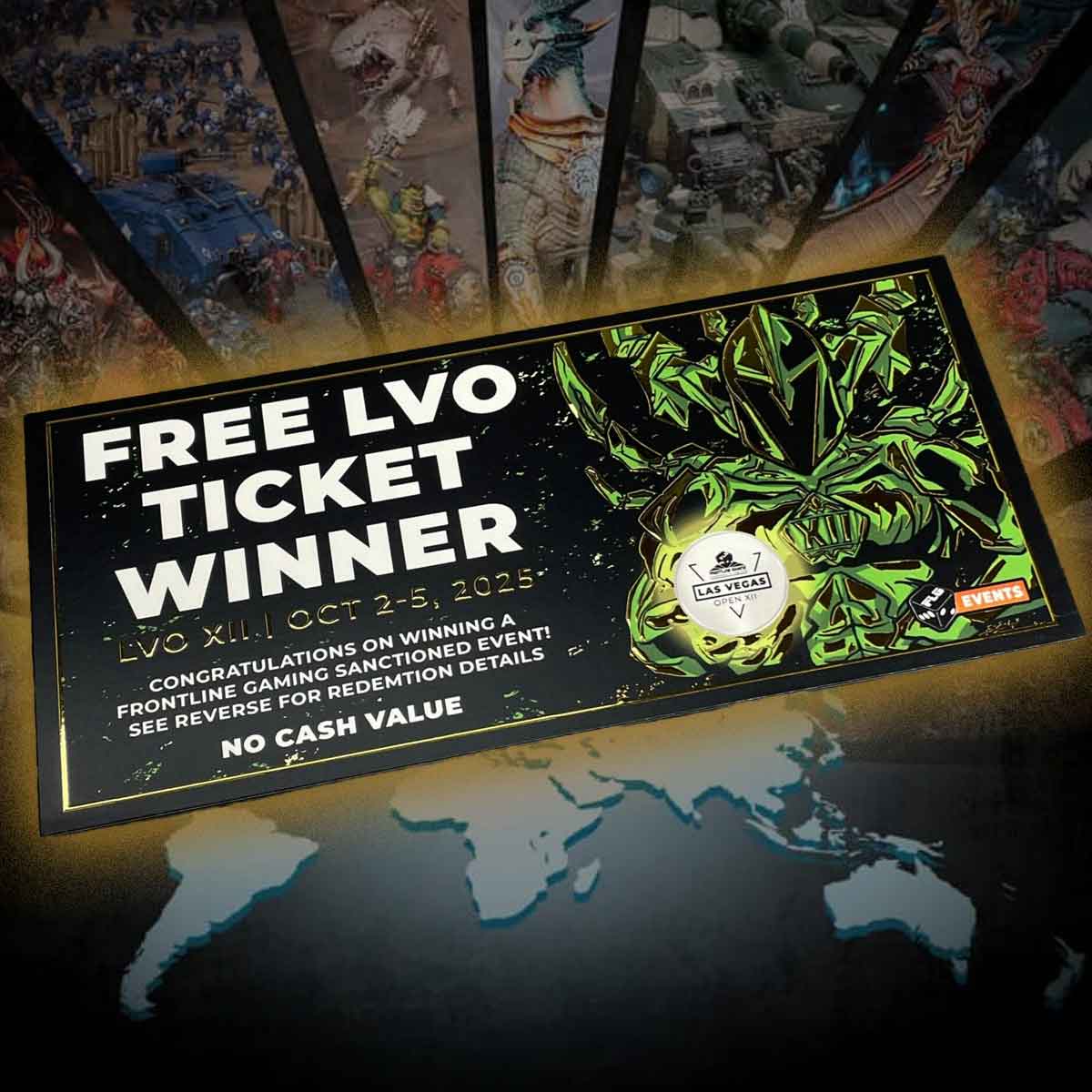 LVO free ticket graphic with physical ticket in gold foil