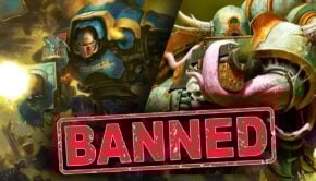 death guard imperial knights 40k faction art with red letters banned