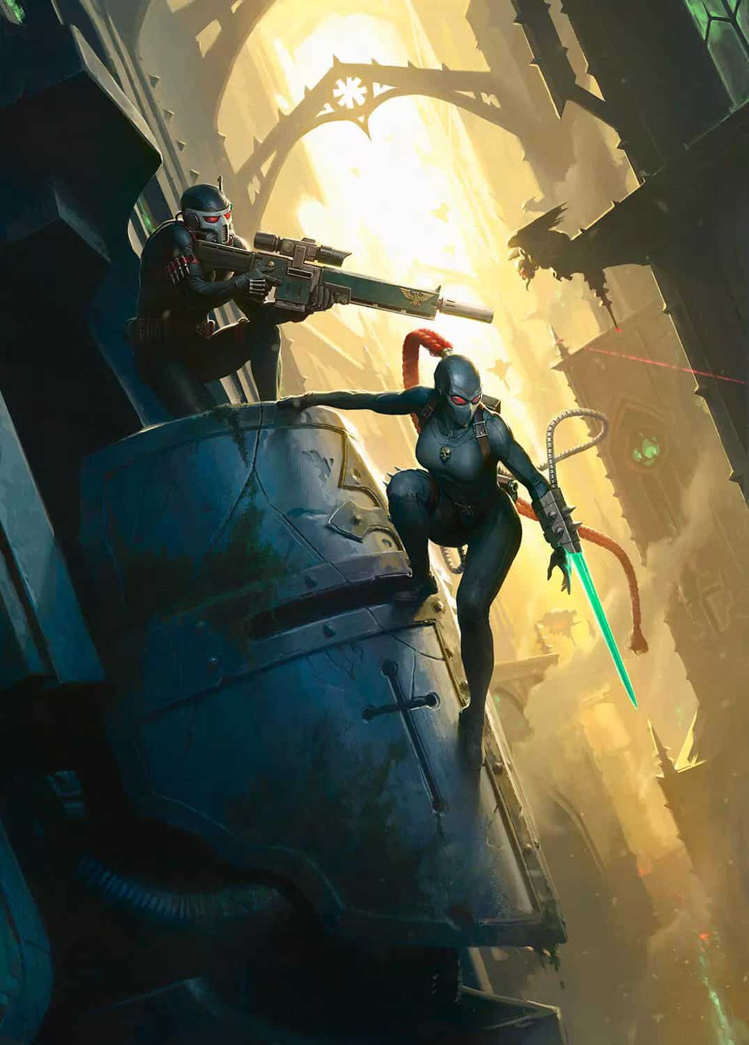 callidus and vindicare on side on building attacking