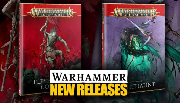 new pre-order aos nighthaunts battletome and flesh eater courts warhammer aos product shots and backgroun artwork from cover