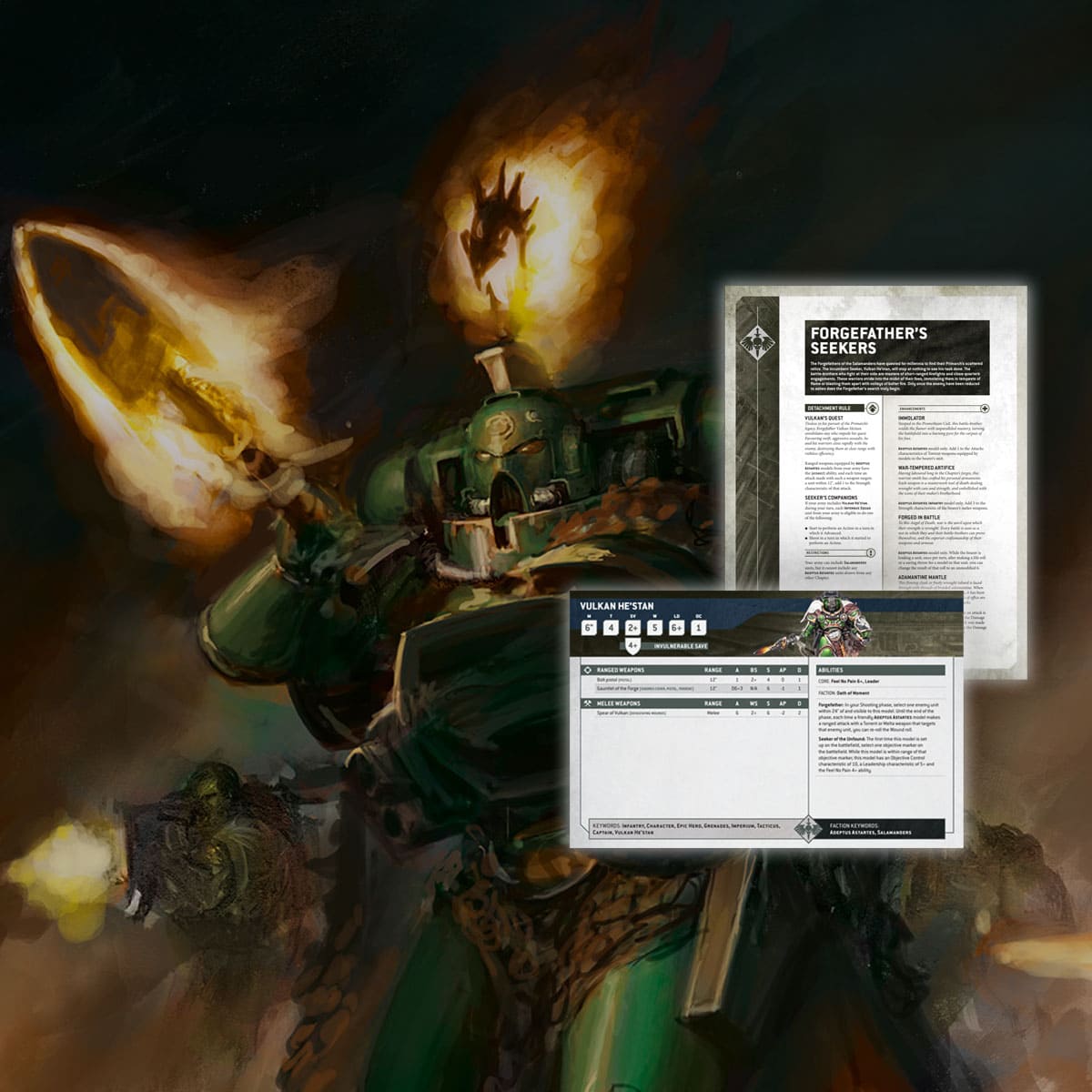 new salamanders 40k rules vulkan hestan artwork