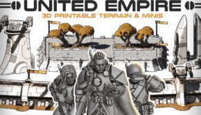 united empire kickstarter image of new model renders like tau 40k and terrain emplacments