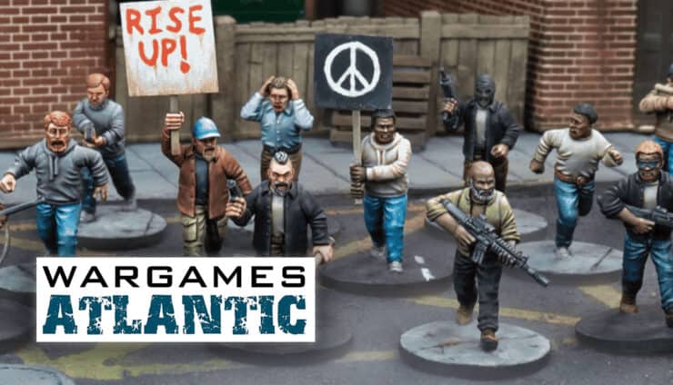 wargame atlantic Civilians and Survivors Multi-Part-Minis painted models in street terrain