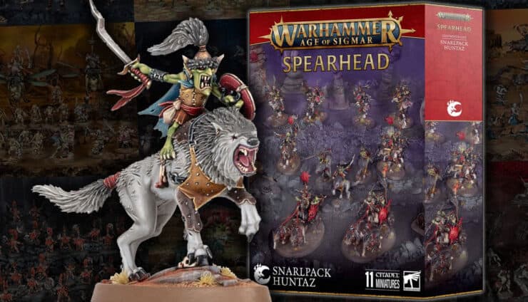 AOS Age of Sigmar AoS Snarlpack Huntaz Spearhead product shot with painted gitz models