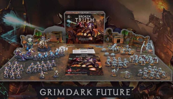 opr broken truth starter box painted model product shots with artwork background