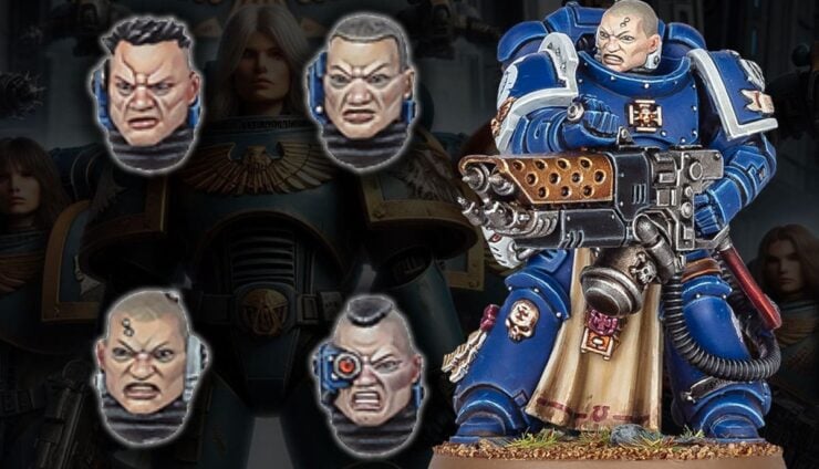 female space marine head bits on previously painted sternguard minaiture from GW site