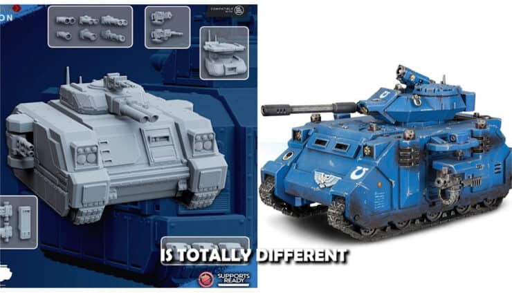 ghamak vs games workshop case rhino warhammer 40k model 3d print comparrison