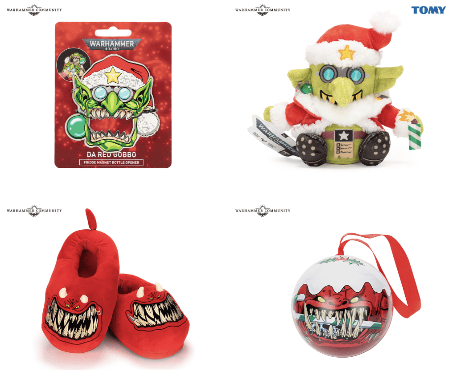 holidays 2025 red gobbo and squig Orky Christmas Merch Drop