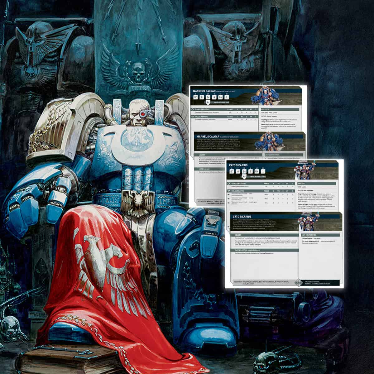 marneus calgar art and new rules for ultramarines pictured in foreground warhammer 40k