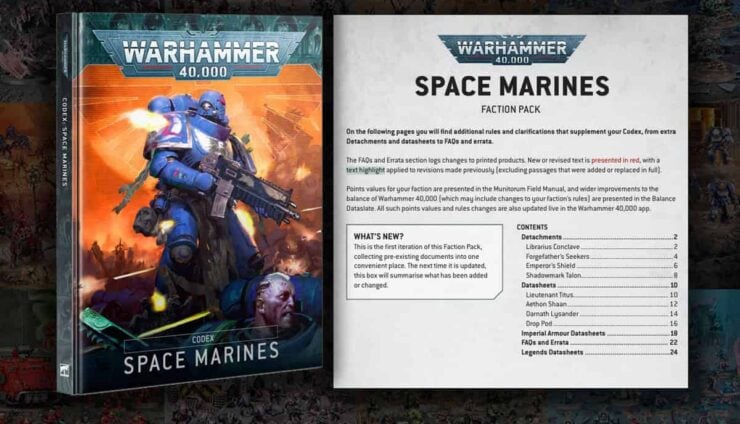 new 40k faction packs codex book and new document download prodct shot with 40k factions under it 1