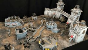Gothic Sector imperail Fortress product shot with full table painted with models
