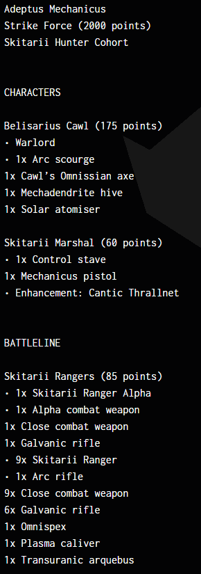 Warhammer 40,000 Champion Richard Siegler admech army list