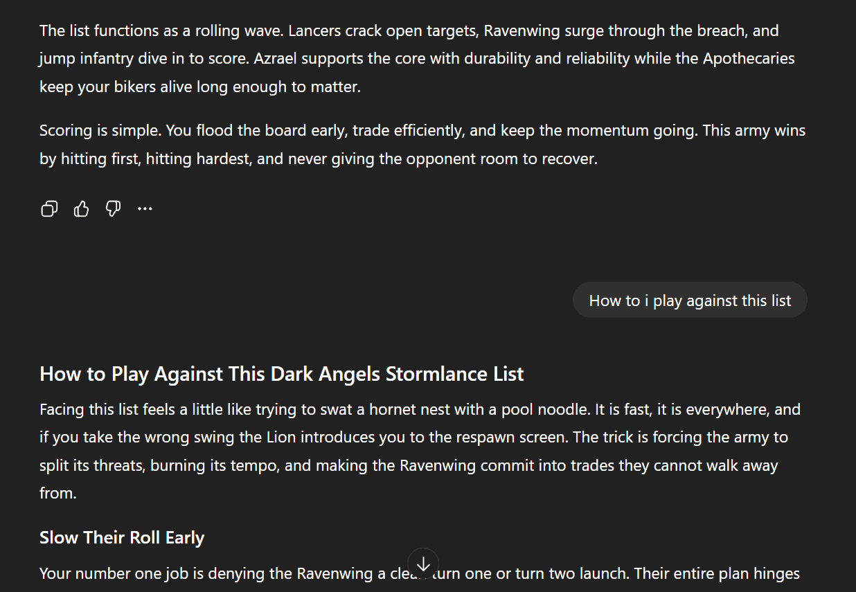 ai warhammer 40k list building and stradegy