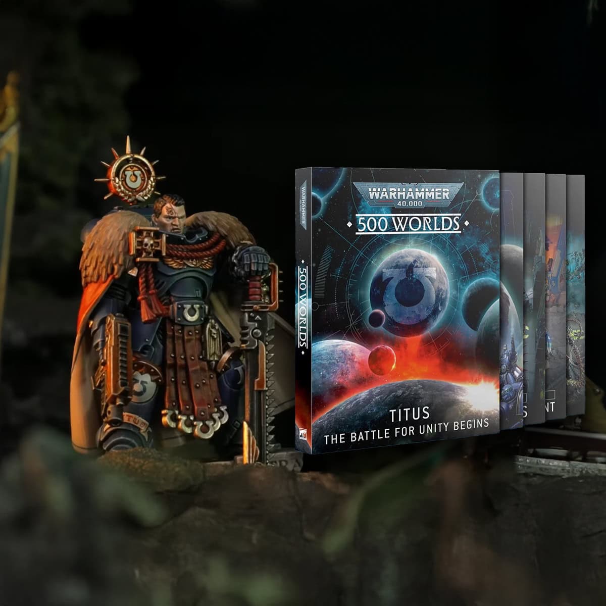 new titus model painted and 500 worlds campaign book warhamme r40k