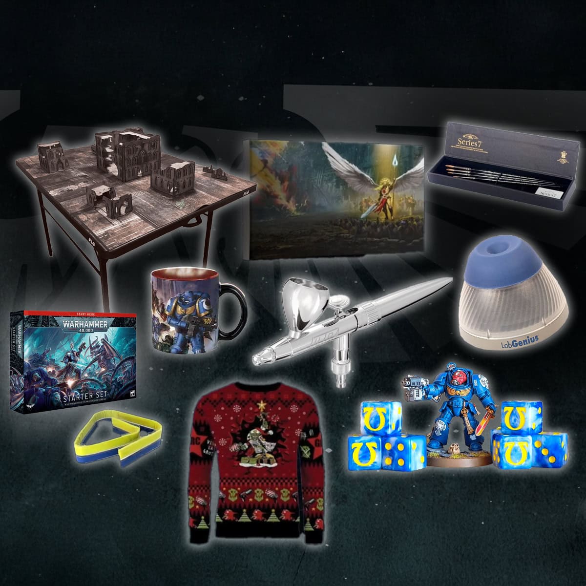 warhammer gift guide with product images great for readers buiders painters readers collectors beginners etc warhamemer 40k games workshop