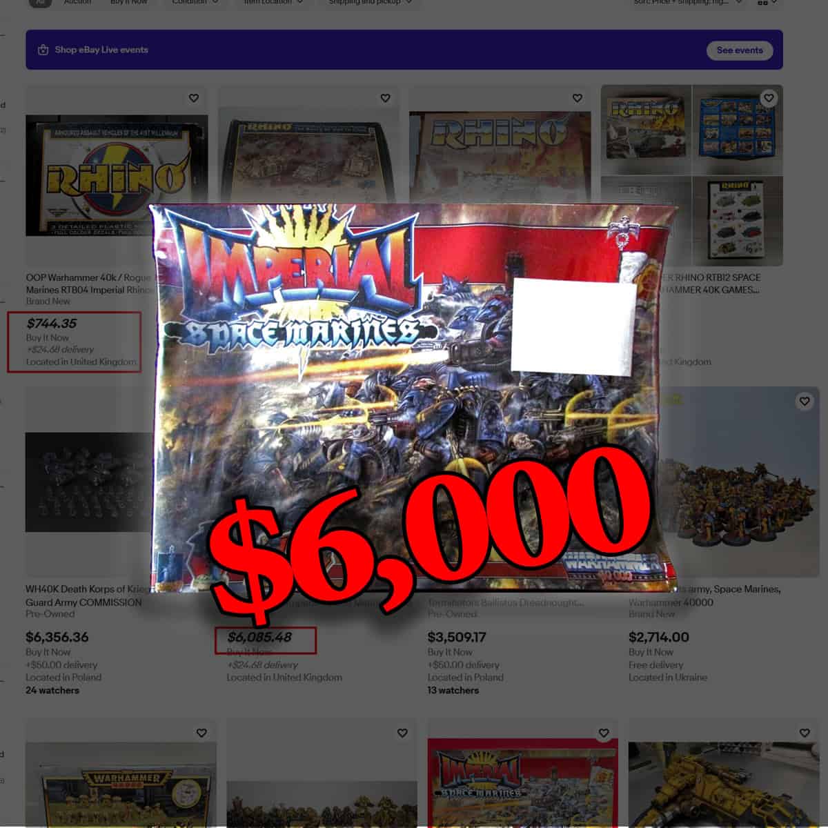 warhammer scalpers OOP kits on ebay listing page space marines rtb-01 imperial warhammer 40k