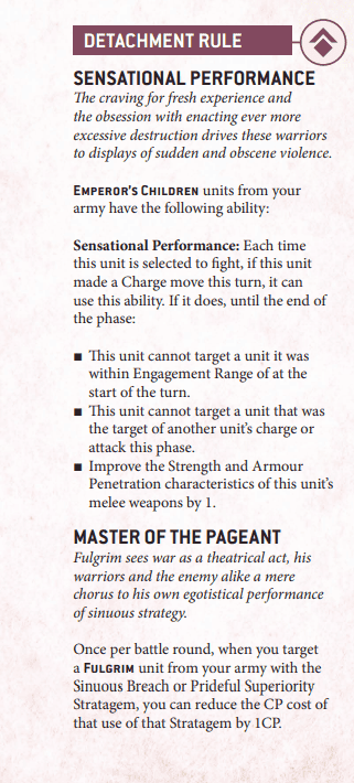 EC Sensational PErformance Detachmnet Rule