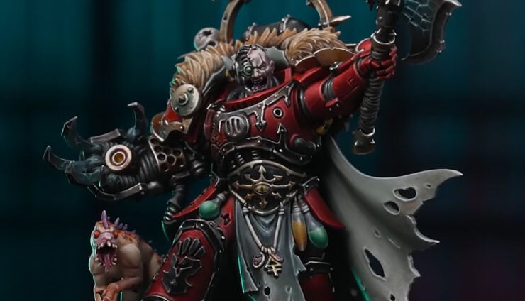 Huron blackheart painted miniature with axe in air product shot