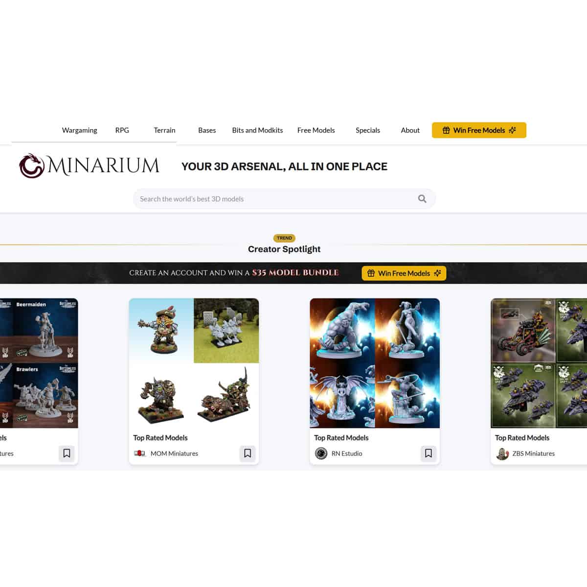 miniarium 3d printing stl downloads site and free miniatures front page