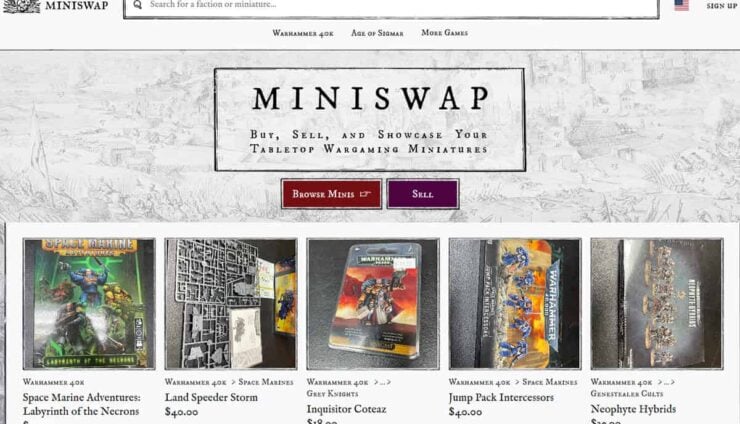 miniswap site image of warhammer 40k miniatures for sale marketplace used and new models