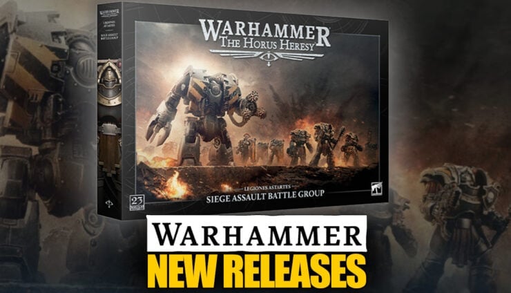 new releases seige assault battle goup product image for horus heresy and background box art of leviahtan dreadnought and cataphractii terminators