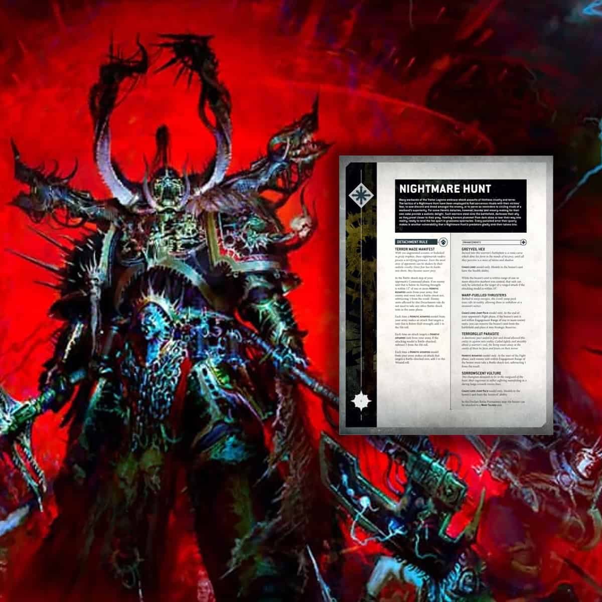 nightmare hunt chaos 40k detachment with codex art in background grotmas day 7